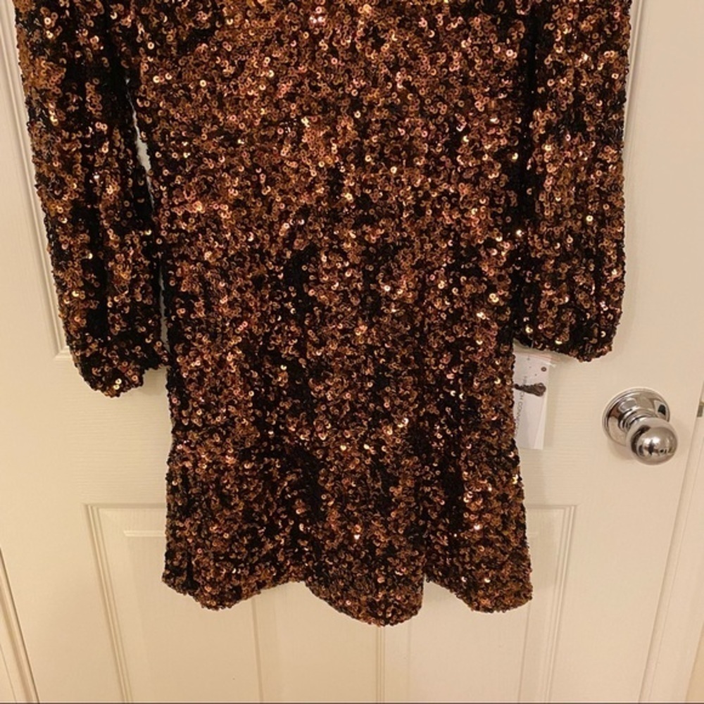 French Connection EEKA CLUSTER Sequin Mini DRESS in Bitter Chocolate Mul… - Picture 7 of 13
